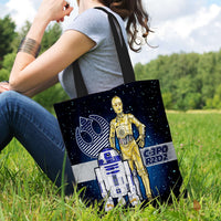 Load image into Gallery viewer, Designs by MyUtopia Shout Out:R2D2 and C-3PO Fabric Totebag Reusable Shopping Tote
