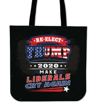 Load image into Gallery viewer, Designs by MyUtopia Shout Out:Re-Elect Trump Liberals Cry Again Fabric Totebag Reusable Shopping Tote
