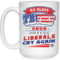 Load image into Gallery viewer, Designs by MyUtopia Shout Out:Re-elect Trump Make Liberals Cry Ceramic Coffee Mug - White,15 oz / White,Ceramic Coffee Mug
