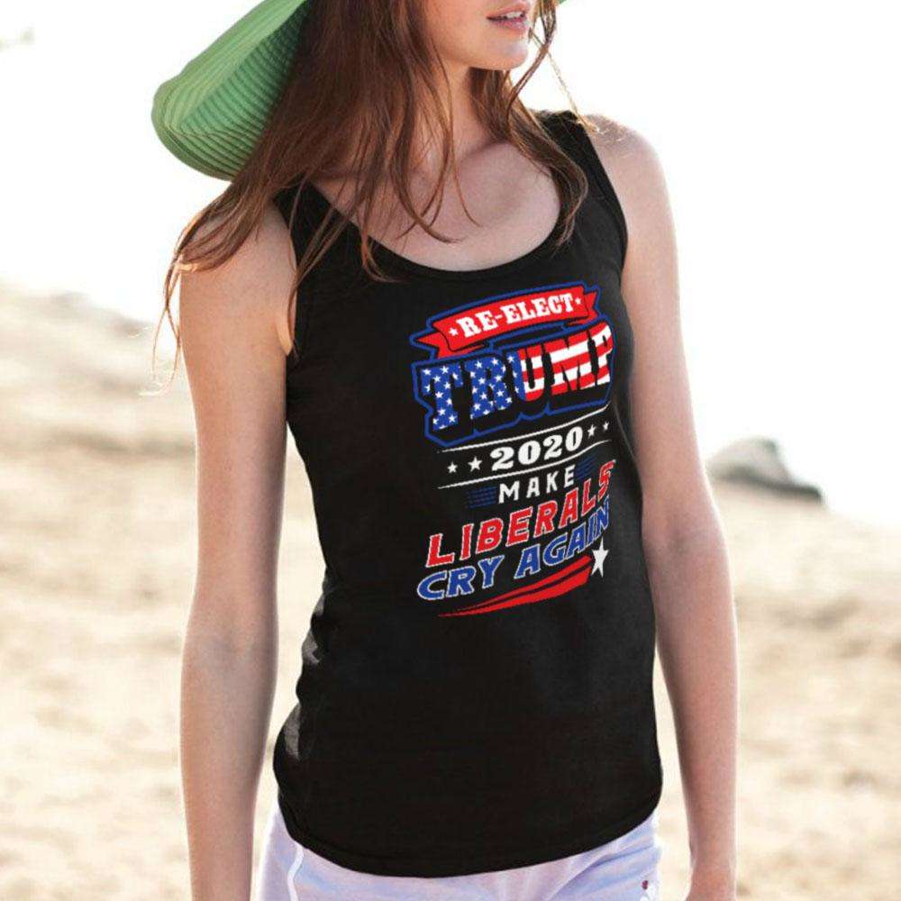 Designs by MyUtopia Shout Out:Re-Elect Trump Make Liberals Cry Cotton Unisex Tank Top