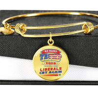Load image into Gallery viewer, Designs by MyUtopia Shout Out:Re-elect Trump Make Liberals Cry Personalized Engravable Keepsake Bangle Bracelet,Gold / No,Bracelets

