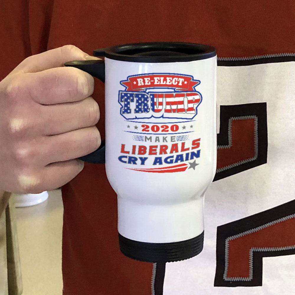 Designs by MyUtopia Shout Out:Re-elect Trump Make Liberals Cry Travel Mug