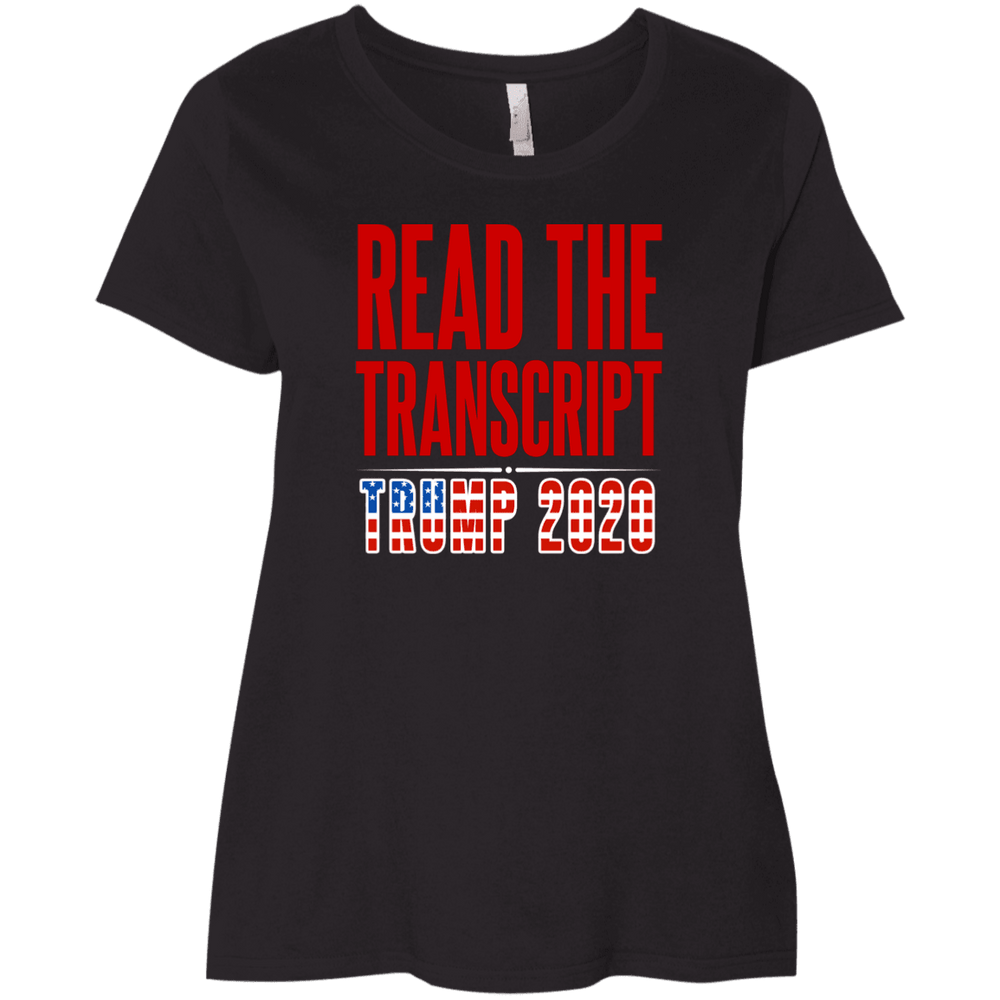 Designs by MyUtopia Shout Out:Read the Transcript Trump 2020 Ladies' Curvy T-Shirt,Black / Plus 1X,T-Shirts