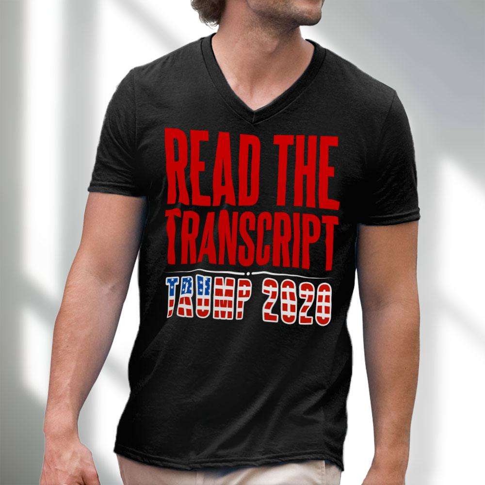 Designs by MyUtopia Shout Out:Read The Transcript Trump 2020 Men's Printed V-Neck T-Shirt