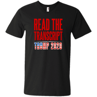 Load image into Gallery viewer, Designs by MyUtopia Shout Out:Read The Transcript Trump 2020 Men&#39;s Printed V-Neck T-Shirt,S / Black,T-Shirts
