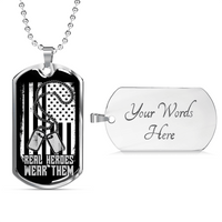 Load image into Gallery viewer, Designs by MyUtopia Shout Out:Real Heroes Personalized Engravable Keepsake Dog Tag,Silver / Yes,Dog Tag Necklace
