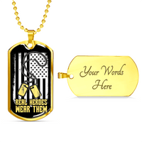 Load image into Gallery viewer, Designs by MyUtopia Shout Out:Real Heroes Personalized Engravable Keepsake Dog Tag,Gold / Yes,Dog Tag Necklace
