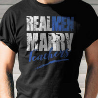 Load image into Gallery viewer, Designs by MyUtopia Shout Out:Real Men Marry Teachers Adult Unisex Cotton Short Sleeve T-Shirt

