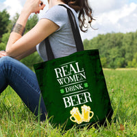 Load image into Gallery viewer, Designs by MyUtopia Shout Out:Real Women Drink Beer Fabric Totebag Reusable Shopping Tote
