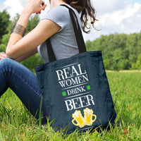 Load image into Gallery viewer, Designs by MyUtopia Shout Out:Real Women Drink Beer Fabric Totebag Reusable Shopping Tote
