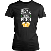 Load image into Gallery viewer, Designs by MyUtopia Shout Out:Real Women Drink Beer T-shirt,District Womens Shirt / Black / XS,Adult Unisex T-Shirt
