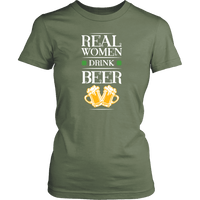 Load image into Gallery viewer, Designs by MyUtopia Shout Out:Real Women Drink Beer T-shirt,District Womens Shirt / Fresh Fatigue / XS,Adult Unisex T-Shirt
