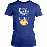 Load image into Gallery viewer, Designs by MyUtopia Shout Out:Real Women Drink Beer T-shirt,District Womens Shirt / Royal Blue / XS,Adult Unisex T-Shirt
