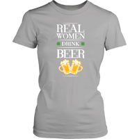 Load image into Gallery viewer, Designs by MyUtopia Shout Out:Real Women Drink Beer T-shirt,District Womens Shirt / Silver / XS,Adult Unisex T-Shirt
