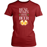 Load image into Gallery viewer, Designs by MyUtopia Shout Out:Real Women Drink Beer T-shirt,District Womens Shirt / Red / XS,Adult Unisex T-Shirt

