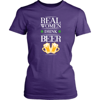Load image into Gallery viewer, Designs by MyUtopia Shout Out:Real Women Drink Beer T-shirt,District Womens Shirt / Purple / XS,Adult Unisex T-Shirt
