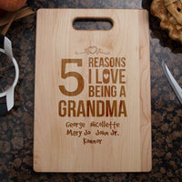 Load image into Gallery viewer, Designs by MyUtopia Shout Out:Reasons I Love Being a Grandma Personalized With Kids Names Engraved Maple Cutting Board,🌟  Best Value 9 3/4″ X 13.5″,Cutting Board
