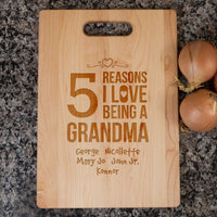 Load image into Gallery viewer, Designs by MyUtopia Shout Out:Reasons I Love Being a Grandma Personalized With Kids Names Engraved Maple Cutting Board
