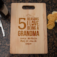 Load image into Gallery viewer, Designs by MyUtopia Shout Out:Reasons I Love Being a Grandma Personalized With Kids Names Engraved Maple Cutting Board
