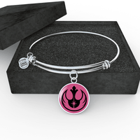 Load image into Gallery viewer, Designs by MyUtopia Shout Out:Rebel Jedi Handcrafted Jewelry,Bangle Wire Bracelet 8&quot;-9&quot; / Silver,Necklace
