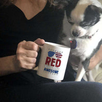 Load image into Gallery viewer, Designs by MyUtopia Shout Out:Red White and Awesome White Coffee Mug
