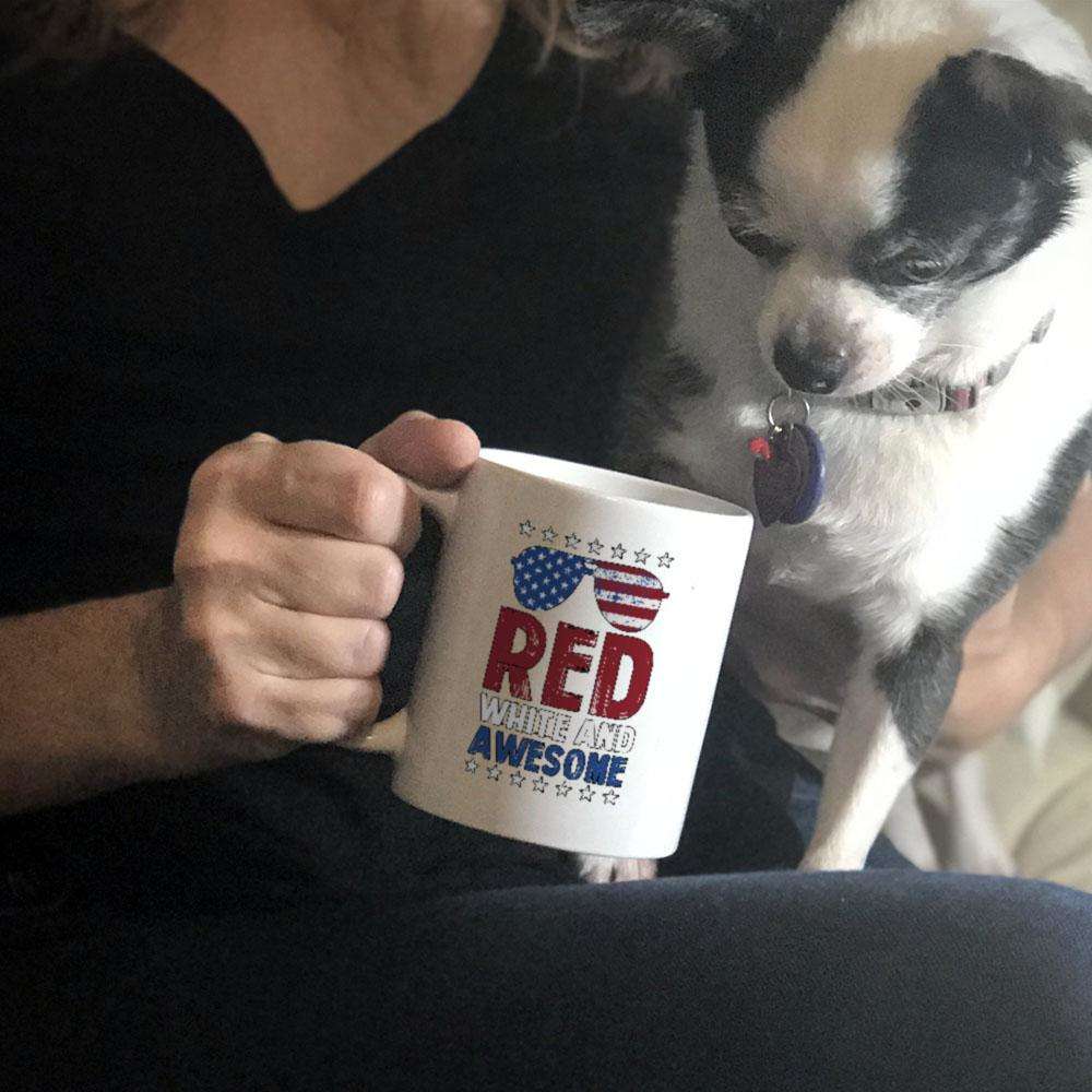 Designs by MyUtopia Shout Out:Red White and Awesome White Coffee Mug
