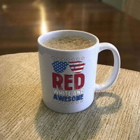 Load image into Gallery viewer, Designs by MyUtopia Shout Out:Red White and Awesome White Coffee Mug
