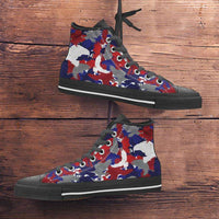 Load image into Gallery viewer, Designs by MyUtopia Shout Out:Red White and Blue Eagles Camo Print Canvas High Top Shoes
