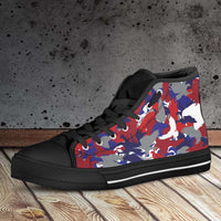 Load image into Gallery viewer, Designs by MyUtopia Shout Out:Red White and Blue Eagles Camo Print Canvas High Top Shoes

