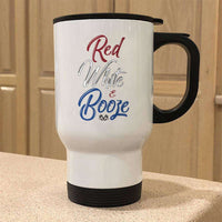 Load image into Gallery viewer, Designs by MyUtopia Shout Out:Red White and Booze Stainless Steel Travel Coffee Mug w. Twist Close Lid,White / 14 oz,Travel Mug
