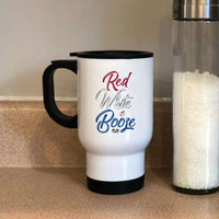 Load image into Gallery viewer, Designs by MyUtopia Shout Out:Red White and Booze Stainless Steel Travel Coffee Mug w. Twist Close Lid

