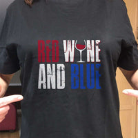 Load image into Gallery viewer, Designs by MyUtopia Shout Out:Red Wine and Blue Adult Unisex T-Shirt
