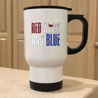 Load image into Gallery viewer, Designs by MyUtopia Shout Out:Red Wine and Blue Stainless Steel Travel Coffee Mug w. Twist Close Lid,White / 14 oz,Travel Mug
