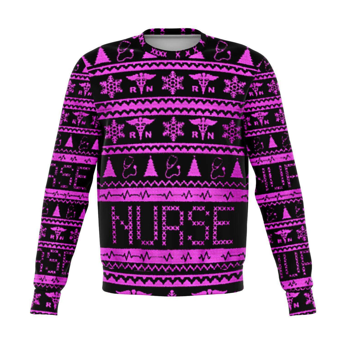 Designs by MyUtopia Shout Out:Registered Nurse 3D Ugly Christmas Sweater Style Fashion Sweatshirt,XS / Pink/Black,Fashion Sweatshirt - AOP