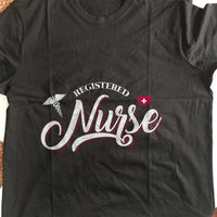 Load image into Gallery viewer, Designs by MyUtopia Shout Out:Registered Nurse Adult Unisex Black T-Shirt
