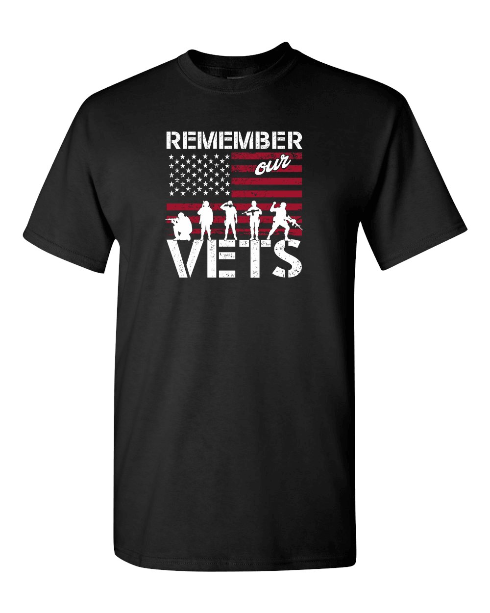 Designs by MyUtopia Shout Out:Remember Our Veterans Adult Unisex T-Shirt,S / Black,Adult Unisex T-Shirt
