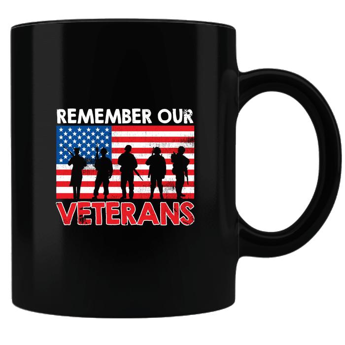 Designs by MyUtopia Shout Out:Remember Our Veterans Black Coffee Mug,Black,Ceramic Coffee Mug
