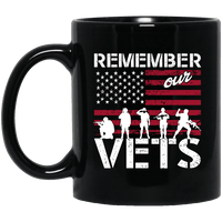 Load image into Gallery viewer, Designs by MyUtopia Shout Out:Remember Our Veterans Ceramic Coffee Mug - Black,11 oz / Black,Ceramic Coffee Mug
