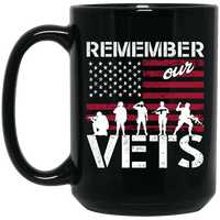 Load image into Gallery viewer, Designs by MyUtopia Shout Out:Remember Our Veterans Ceramic Coffee Mug - Black,15 oz / Black,Ceramic Coffee Mug
