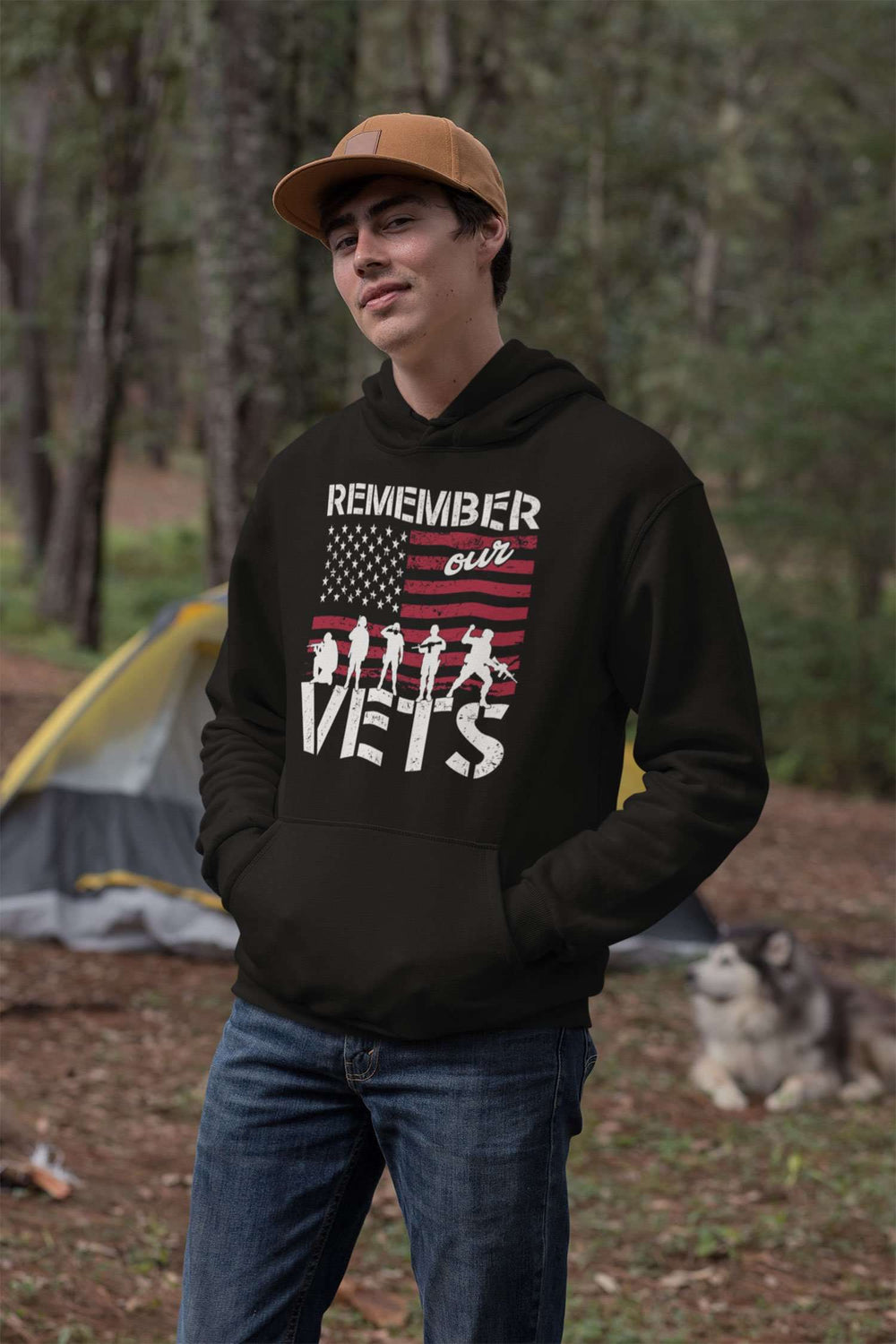 Designs by MyUtopia Shout Out:Remember Our Veterans Core Fleece Pullover Hoodie