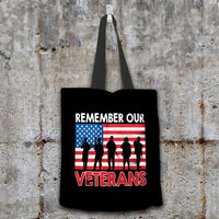 Load image into Gallery viewer, Designs by MyUtopia Shout Out:Remember Our Veterans Fabric Totebag Reusable Shopping Tote
