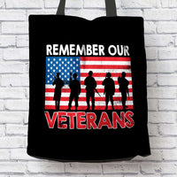 Load image into Gallery viewer, Designs by MyUtopia Shout Out:Remember Our Veterans Fabric Totebag Reusable Shopping Tote
