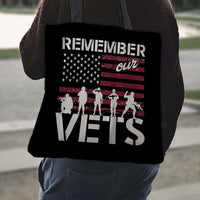 Load image into Gallery viewer, Designs by MyUtopia Shout Out:Remember Our Veterans Fabric Totebag Reusable Shopping Tote
