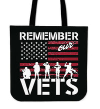Load image into Gallery viewer, Designs by MyUtopia Shout Out:Remember Our Veterans Fabric Totebag Reusable Shopping Tote
