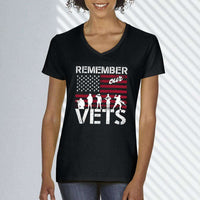 Load image into Gallery viewer, Designs by MyUtopia Shout Out:Remember Our Veterans  Ladies&#39; V-Neck T-Shirt
