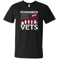 Load image into Gallery viewer, Designs by MyUtopia Shout Out:Remember Our Veterans Men&#39;s Printed V-Neck T-Shirt,S / Black,T-Shirts
