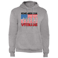Load image into Gallery viewer, Designs by MyUtopia Shout Out:Remember Our Veterans US Flag Core Fleece Pullover Hoodie,Athletic Heather / S,Pullover Hoodie
