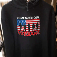Load image into Gallery viewer, Designs by MyUtopia Shout Out:Remember Our Veterans US Flag Core Fleece Pullover Hoodie
