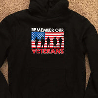 Load image into Gallery viewer, Designs by MyUtopia Shout Out:Remember Our Veterans US Flag Core Fleece Pullover Hoodie,Jet Black / S,Pullover Hoodie
