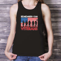 Load image into Gallery viewer, Designs by MyUtopia Shout Out:Remember Our Veterans US Flag Cotton Unisex Tank Top,Black / X-Small,Tank Tops
